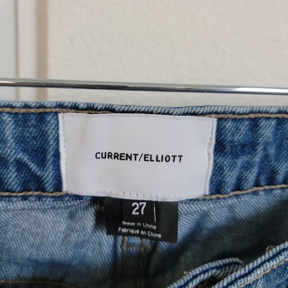 Current/Elliott Blue Cropped Boot Denim Light Wash Patch Pocket Jeans Size 27 - Picture 8 of 10